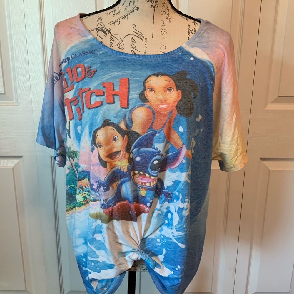 Disney Blue and Orange Short Sleeve Tee Vibrant Cartoon Design
